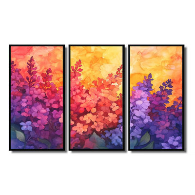 Sunset Purple Lilac In The Botanical Gardens II - Lilacs Wall Art Set