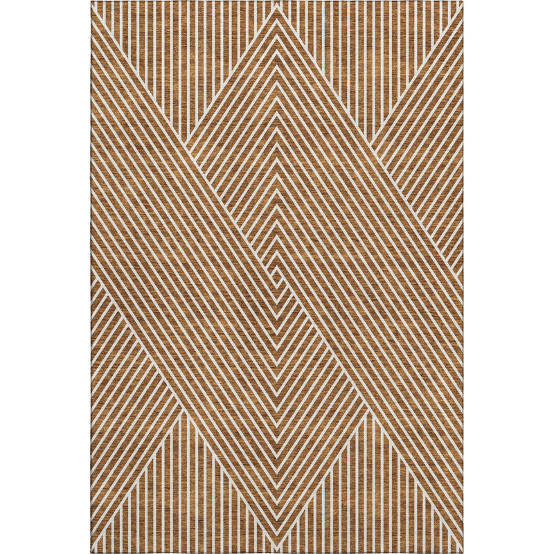 Premium Machine Washable Prisco Terracotta Rug, Rectangle 10' x 14'
