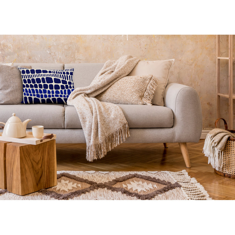 Housse et insert de coussin rectangulaire en polyester pour l'intérieur et l'extérieur, Bleu marine