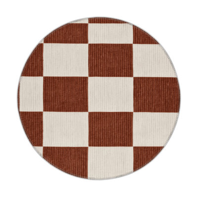 Tapis d'intérieur et d'extérieur à carreaux beige
