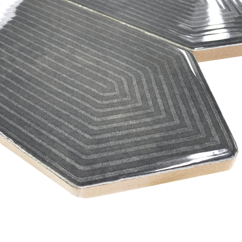 Carrelage décoratif en céramique émaillée 3 po x 12 po, Noir