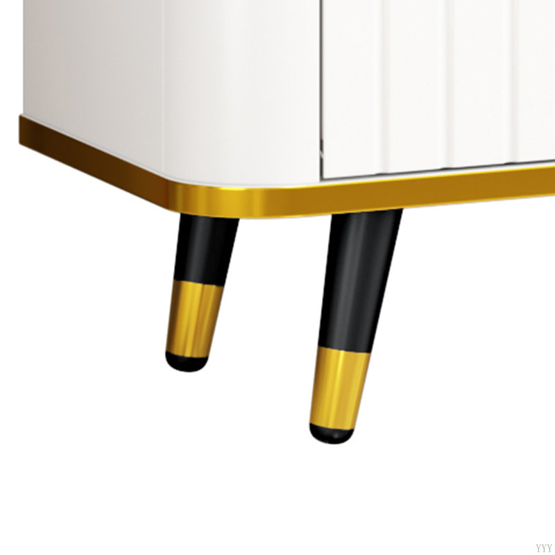 Crédence de rangement Jaryiah l 78,8 po, Blanc / doré
