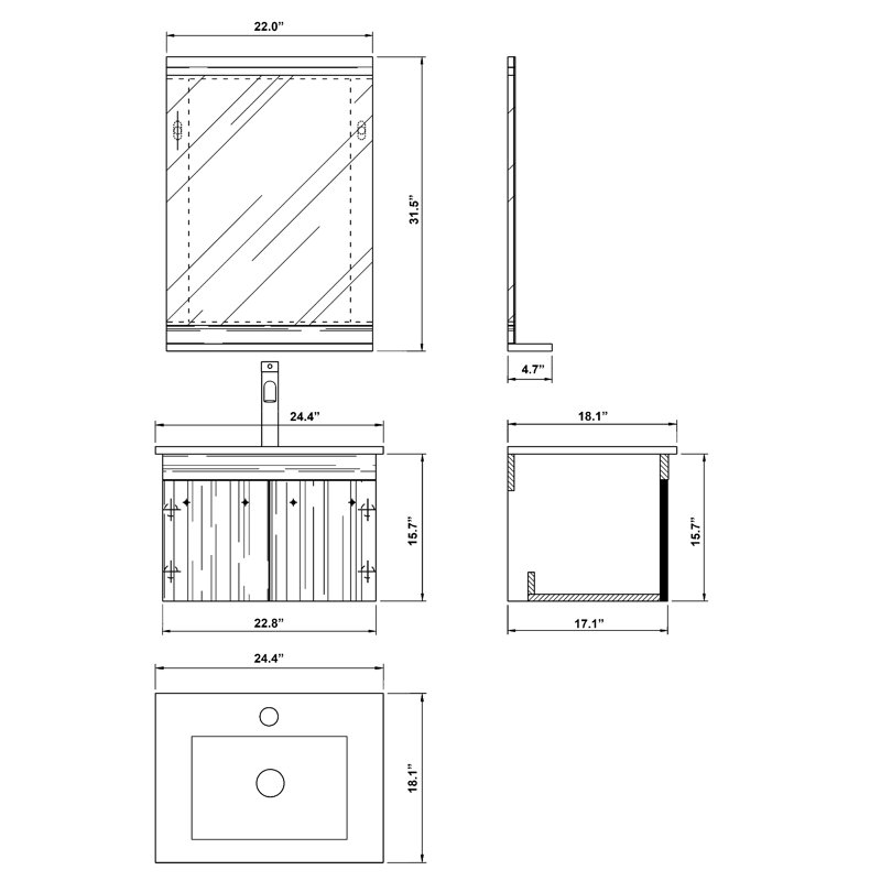Ensemble de meuble-lavabo simple 24 po Fairfax