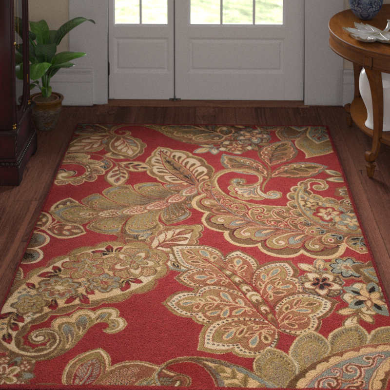 Tapis tissé à la machine à motif cachemire Needham, Rectangle 5 pi 3 po x 7 pi 7 po