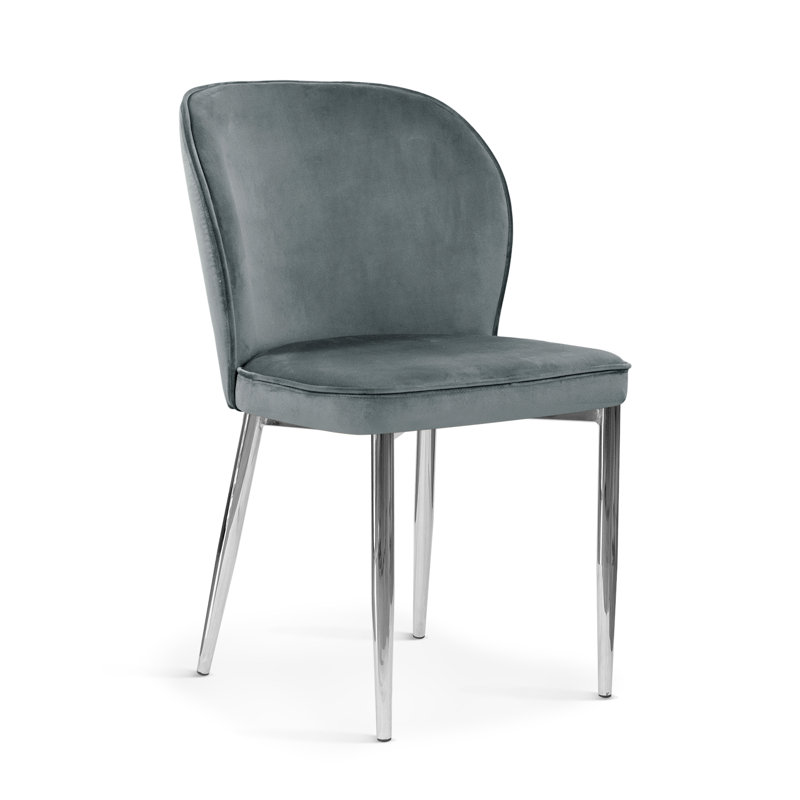 Denning Upholstered Dining Chair, Chrome, Steel Grey
