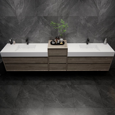 Albizu 114" Wall-Mounted Double Bathroom Vanity