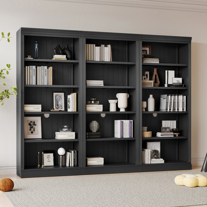 Suite bibliothèque avec bande lumineuse, ensemble de bibliothèque décorative à 5 niveaux avec tablettes réglables, ensemble de tablettes de rangement autoportantes