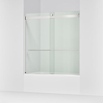 Levity Plus Less Sliding Bath Door, 61-9/16 In. H X 56-5/8 - 59-5/8 In. W, With 5/16 In.-Thick Crystal Clear Glass