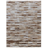 Natural Hide Cowhide Geometric Area Rug in Beige