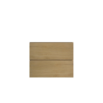 Meuble de salle de bain mural - Chêne naturel, deux tiroirs, style élégant, option de rangement minimaliste