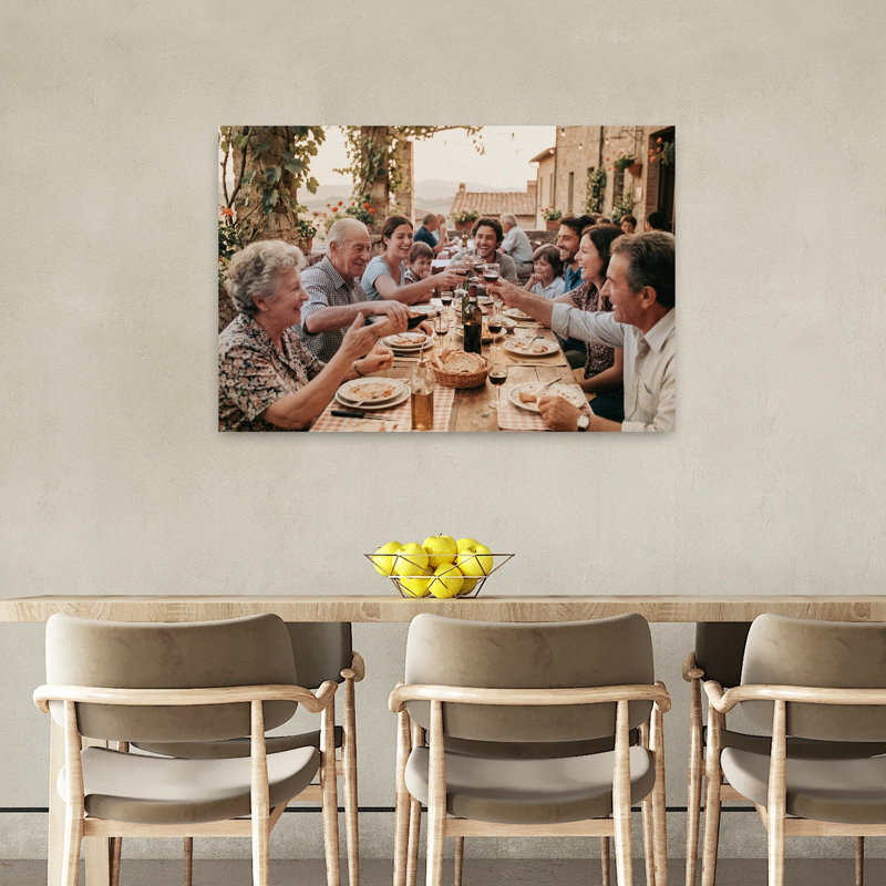 Tuscan Family Dinner Rustic Contemporary Summer Sunset Wall Art Print 1 Piece Wrapped Canvas Wall Art, 60.96cm H x 91.44cm W