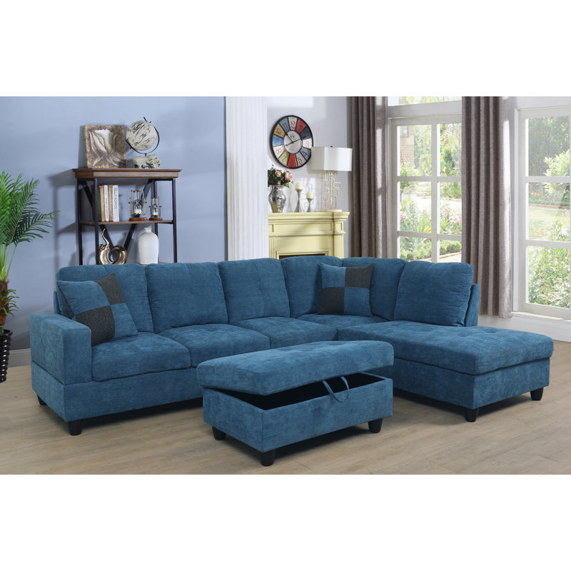 Balk Upholstered L-Shaped Sectional Right Hand Facing, Right Hand Facing, Midnight Gray Linen