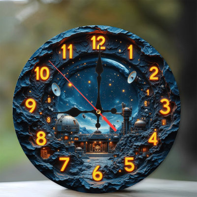 Space Colony Clock  Wall Art