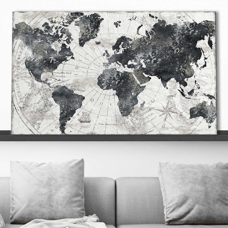 «Modern Atlas» par CAD Designs - impression, Toile tendue, H 24 po x l 40 po x P 1,5 po
