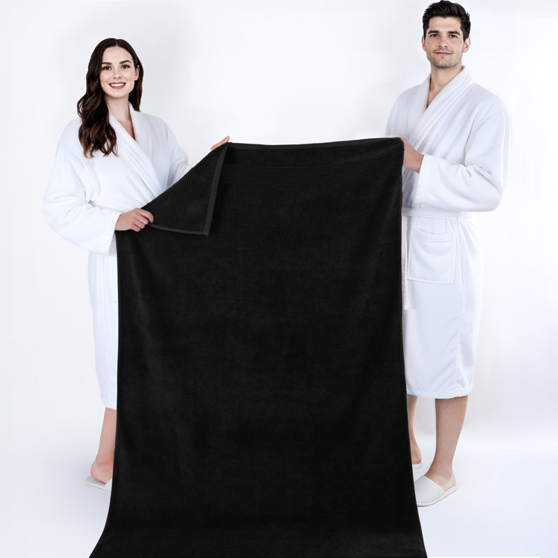 Grand drap de bain 100% coton 2 pièces Bekos Collection, Noir