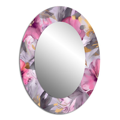 Petals Of Purple Yellow Hibiscus II - Traditional Oval Wall Mirror