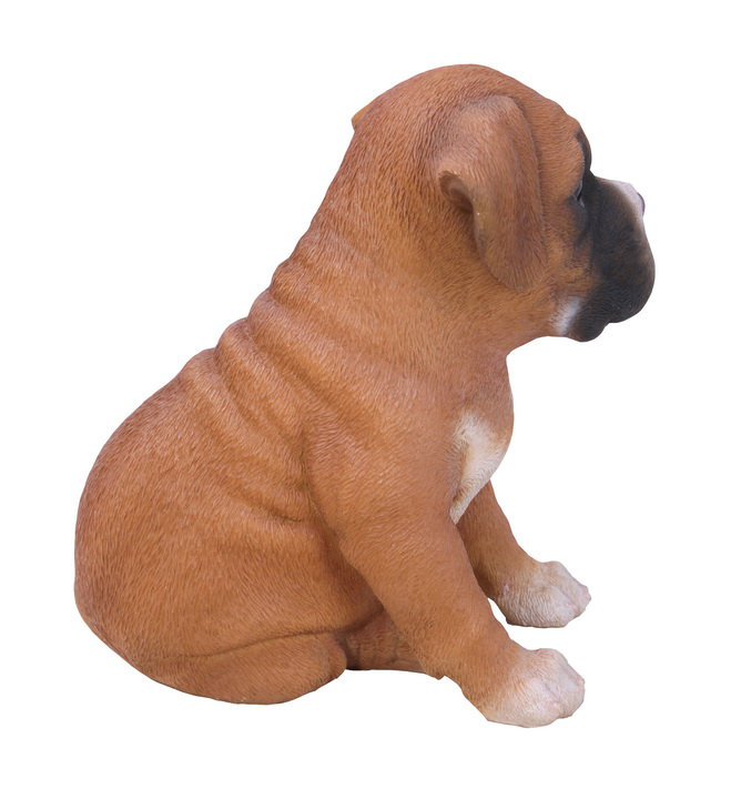 Adorable Brown and White Resin Boxer Puppy Statue