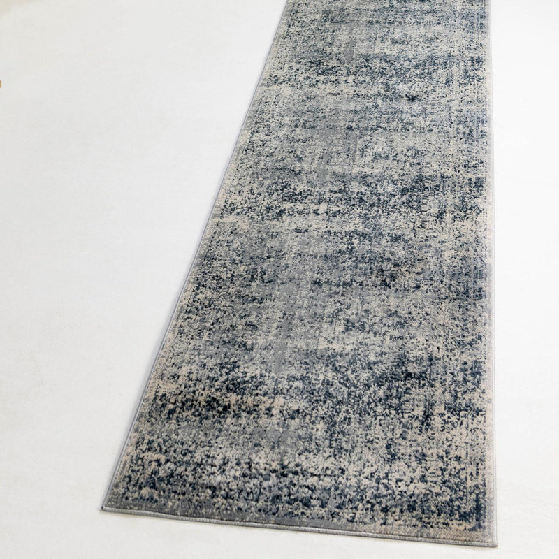 Lanett Oriental Blue/Gray Area Rug, Runner 3'1" x 13'1"