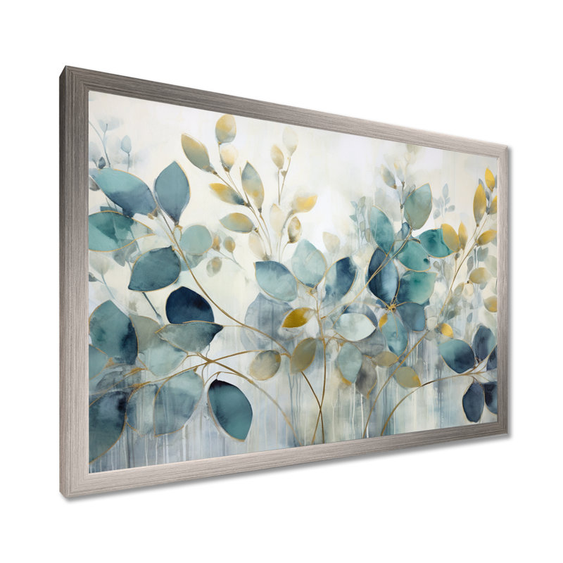 Blue Botanical Rhythms II - Abstract Botanicals Canvas Prints, 30" H x 40" W, Framed Print, Silver