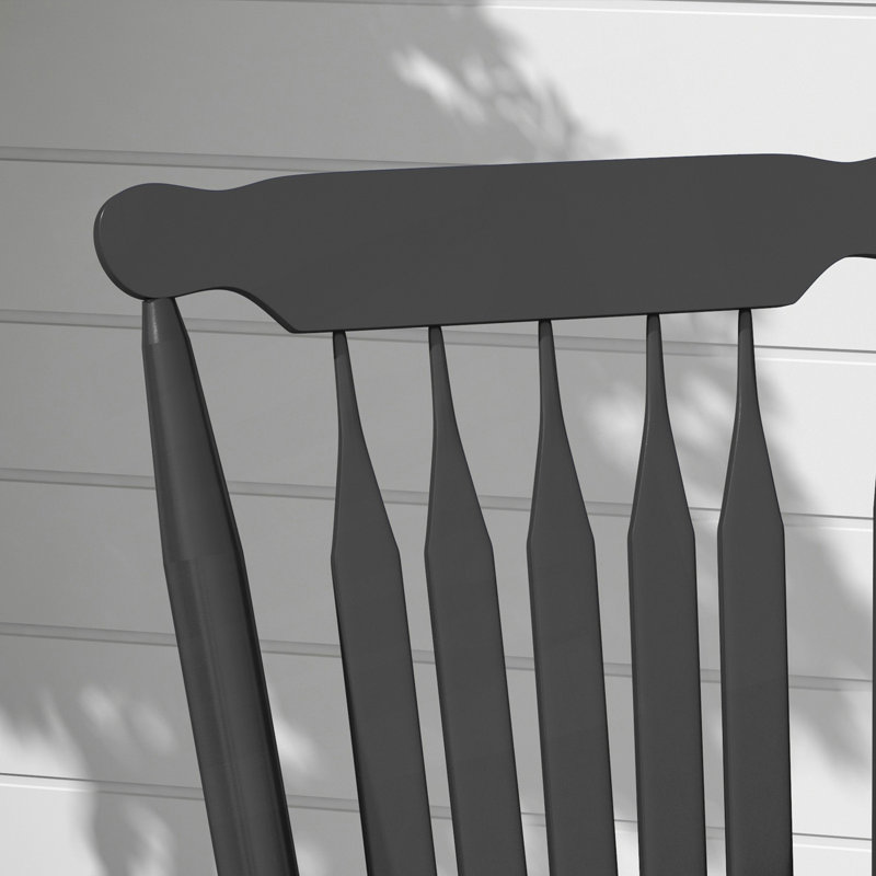 Chaise berçante d'extérieur, chaise berçante avec haut dossier, Noir