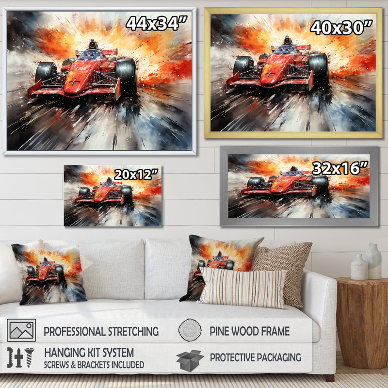 Décoration murale Formule 1, Speedway Fury 2 - Pistes de course, H 16 po x l 32 po x P 1 po, Toile tendue
