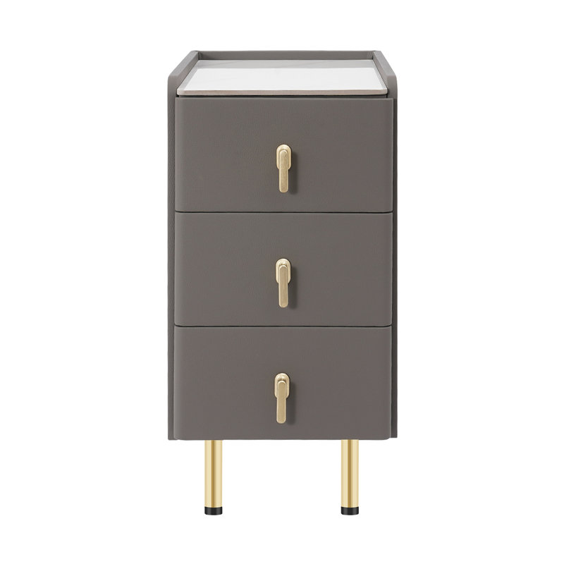 3 Drawers 23x15.7x11.8" Nightstand, Gray