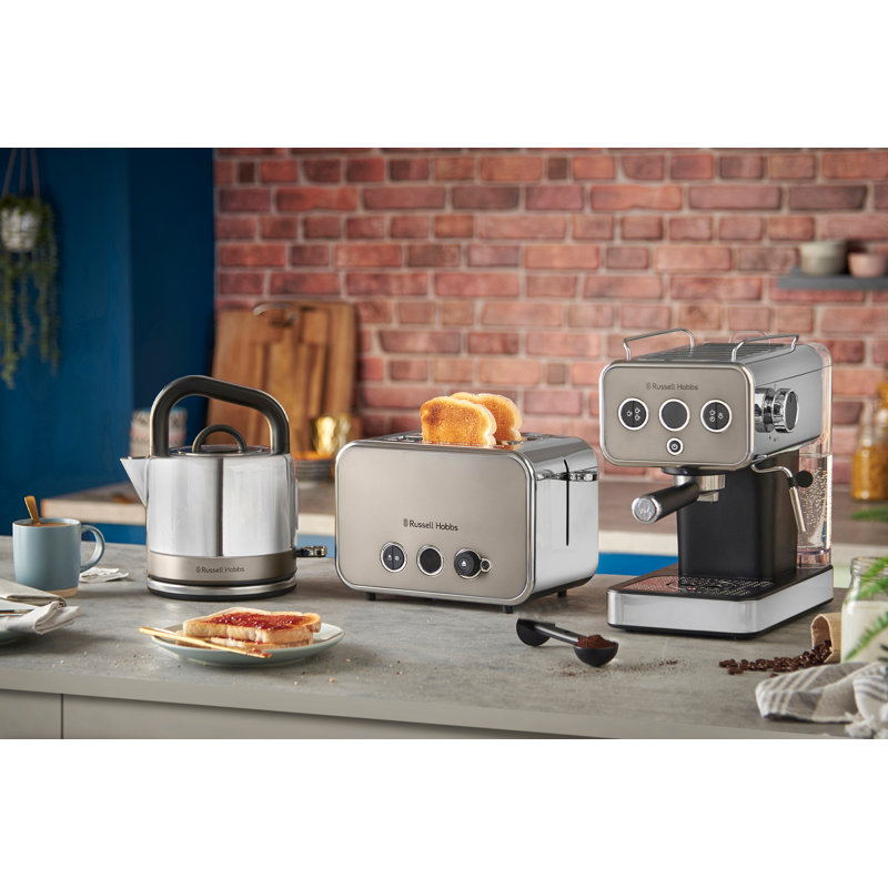 Russell Hobbs Distinctions Espresso Machine 15 Bar Pressure with Steam Wand, Titanium