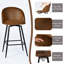 Tabouret de bar et de comptoir pivotant Wade Logan Catrina - Revêtement brun en suède avec structure en métal noir, sièges luxueux pour les cuisines et les bars urbains modernes-1853111482