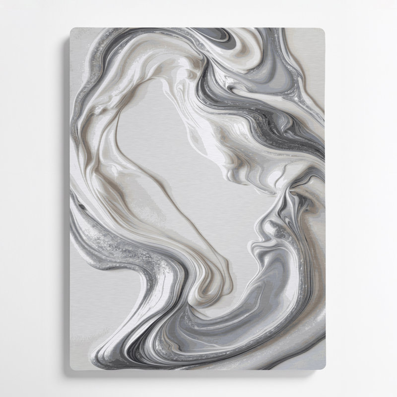Abstrait fluide, art mural gris en métal 90, H 11 po x l 14 po
