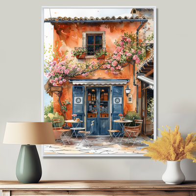 Reproduction d'art mural rose et bleu rétro vintage en Italie - Boutiques et magasins