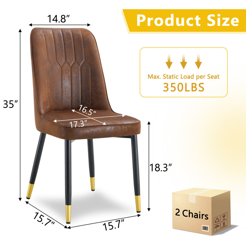 Modern Dining Chairs Set Faux Leather Upholstered Kitchen & Dining Chairs, 2