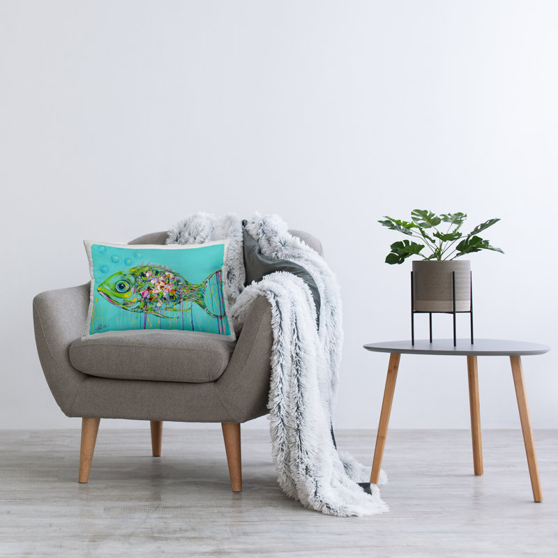 Coussin décoratif Stupell Industries Painterly Drip Fish Design par Estelle Grengs