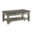 Table basse rectangulaire contemporaine, gris et gris antique, 2 tiroirs, tablette et mobilité-2029455432
