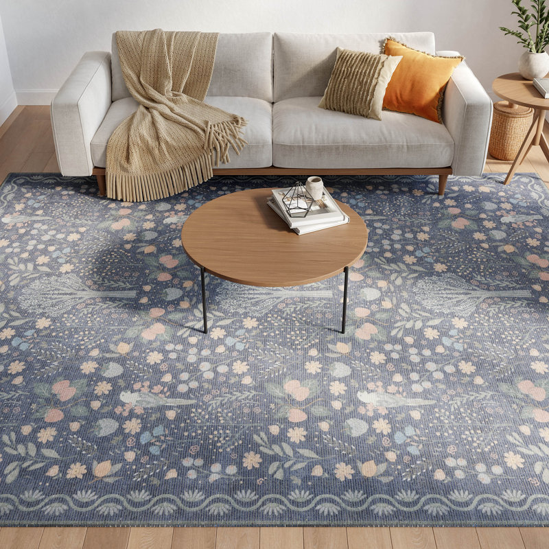 Nourison Botanical Washables 7'6" x 9'10" Blue Multicolor Modern Indoor Rug, Rectangle 7'6" x 9'10", Multicolor Blue