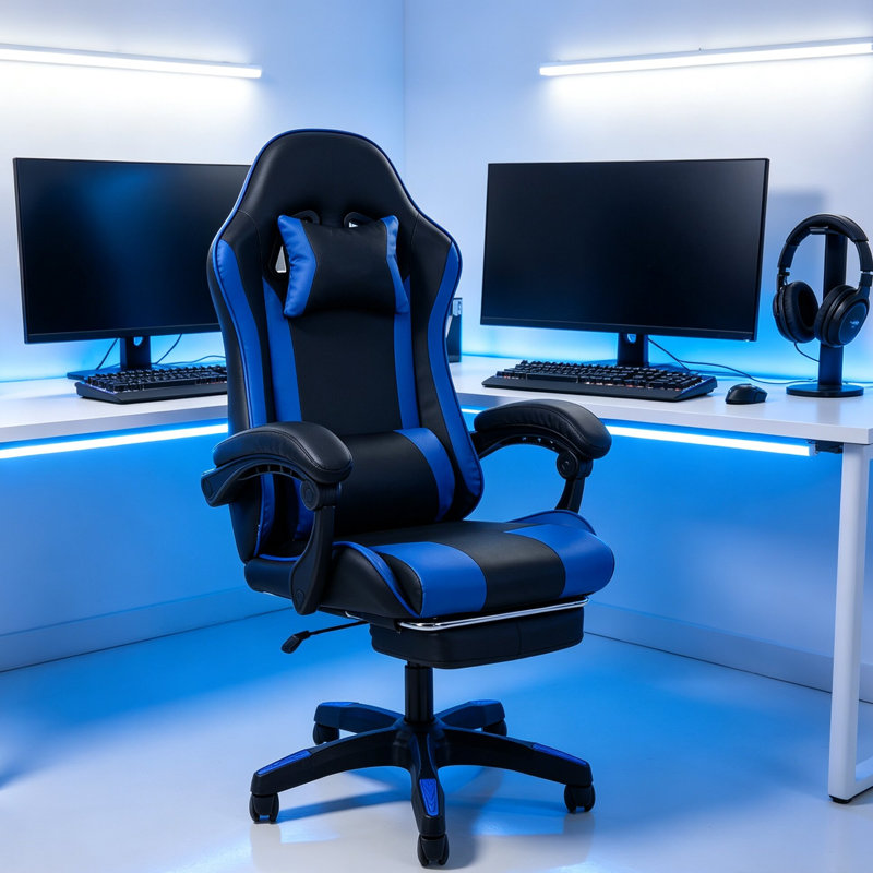 Rebrilliant PC & Racing Game Chair, Black/Blue