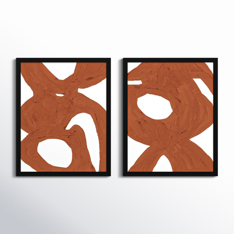Copper Harmony Set Of 2 by Andrea Stokes, 30" H x 48" W x 1.25" D, Black Framed