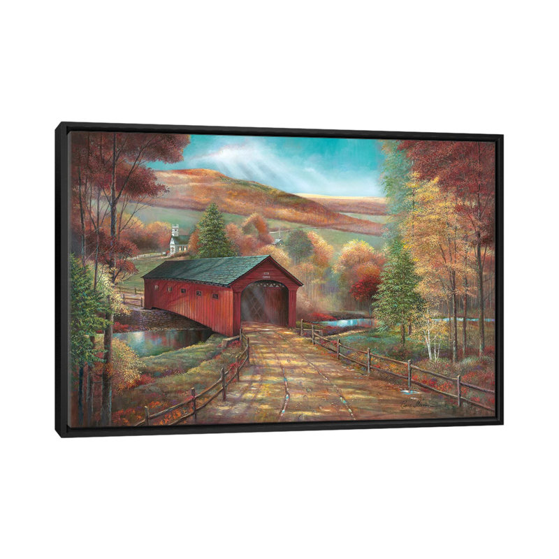 Pont West Arlington par Ruane Manning - reproduction d'art, H 26 po x l 40 po x 1,5 po, Toile avec cadre noir, Sans mat