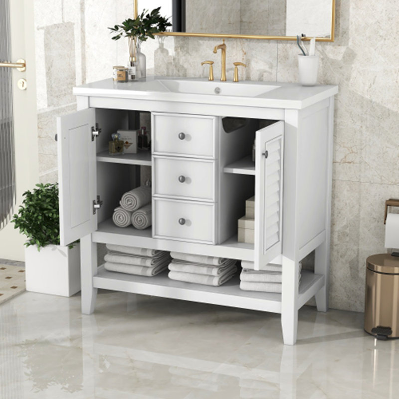 Base de meuble-lavabo simple 35,98 po seulement, Blanc
