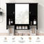 Armoire de rangement murale moderne 35 po x 28 po, armoire de salle de bain murale avec miroir, armoire à pharmacie avec barre à serviettes
