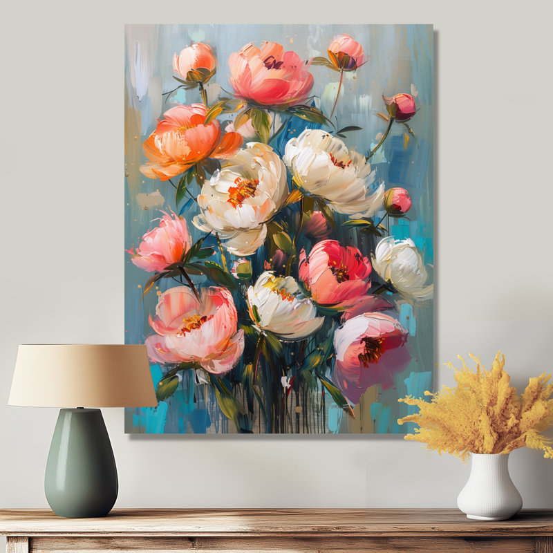 «Pink White Vibrant Pots», reproduction d'art murale, Toile tendue, H 44 po x l 34 po x P 1,5 po
