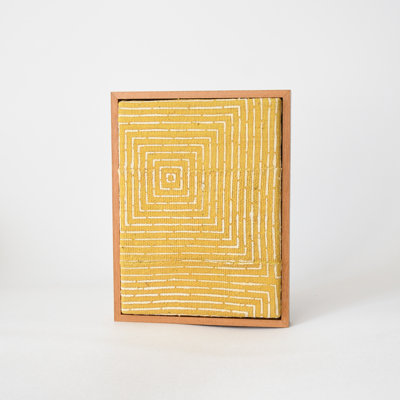 CARREE Mustard Mudcloth Teak Framed Wall Art