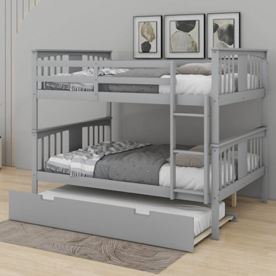 Full Over Full Bunk Bed With Twin Size Trundle And Ladder