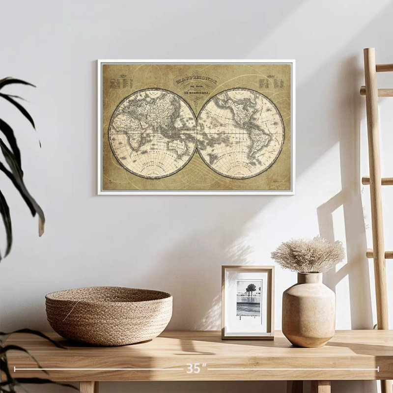 Carte du monde français I, Cadre flottant blanc, 19 po x 13 po