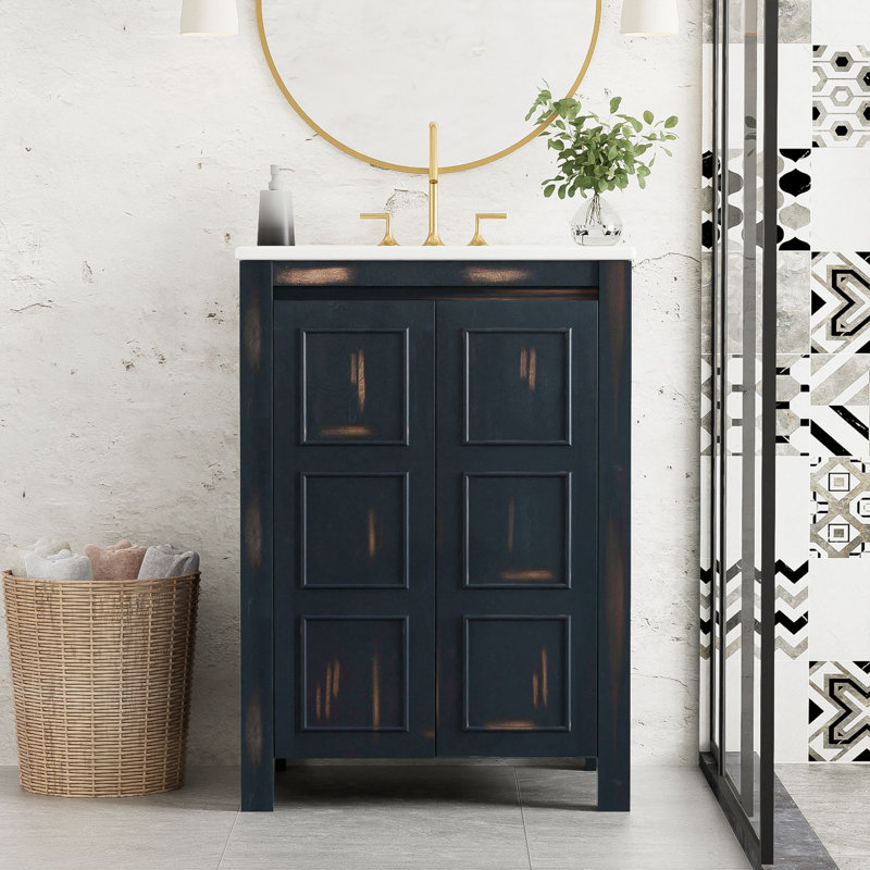 Meuble-lavabo simple 24 po avec plateau et tablette réglable 24 po