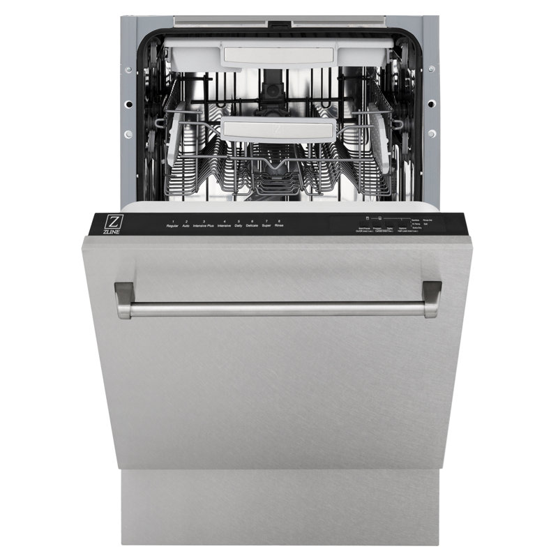 ZLINE 18" Tallac Series 3rd Rack Top Control Dishwasher with Stainless Steel Tub, 51dBa, Satin Stainless Steel