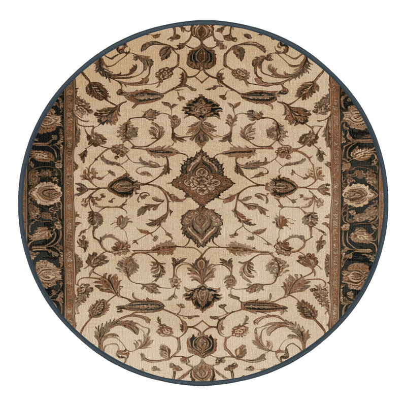 Tapis brun lavable à la machine, Rond 7 pi