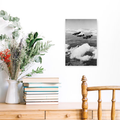 1940S 6 corsaires de la marine au-dessus des nuages volant en formation de la Seconde Guerre mondiale, rétro classique, paysage rétro, art mural