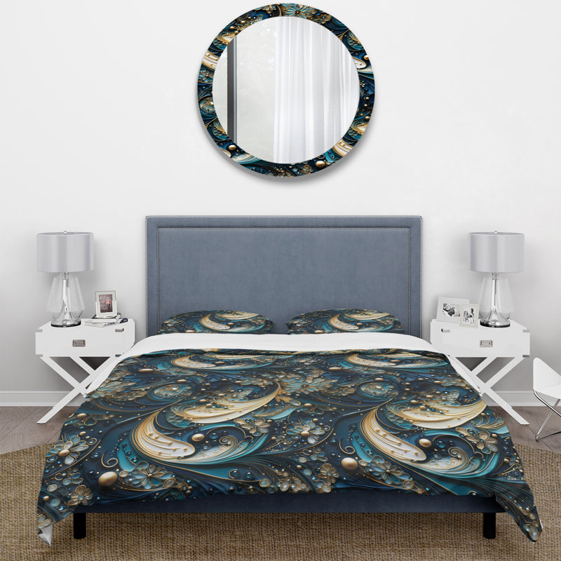 Ensemble de housse de couette Celestial Ethereal Paisley I, Housse de couette pour très grand lit et 2 très