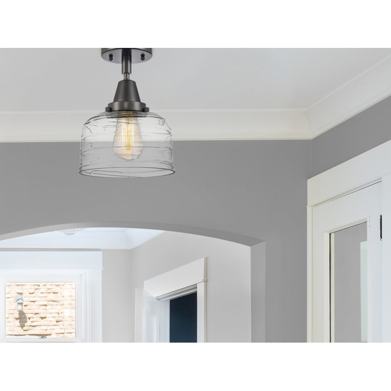 Glass Flush Mount, No Bulb Included, Yes, Matte Black