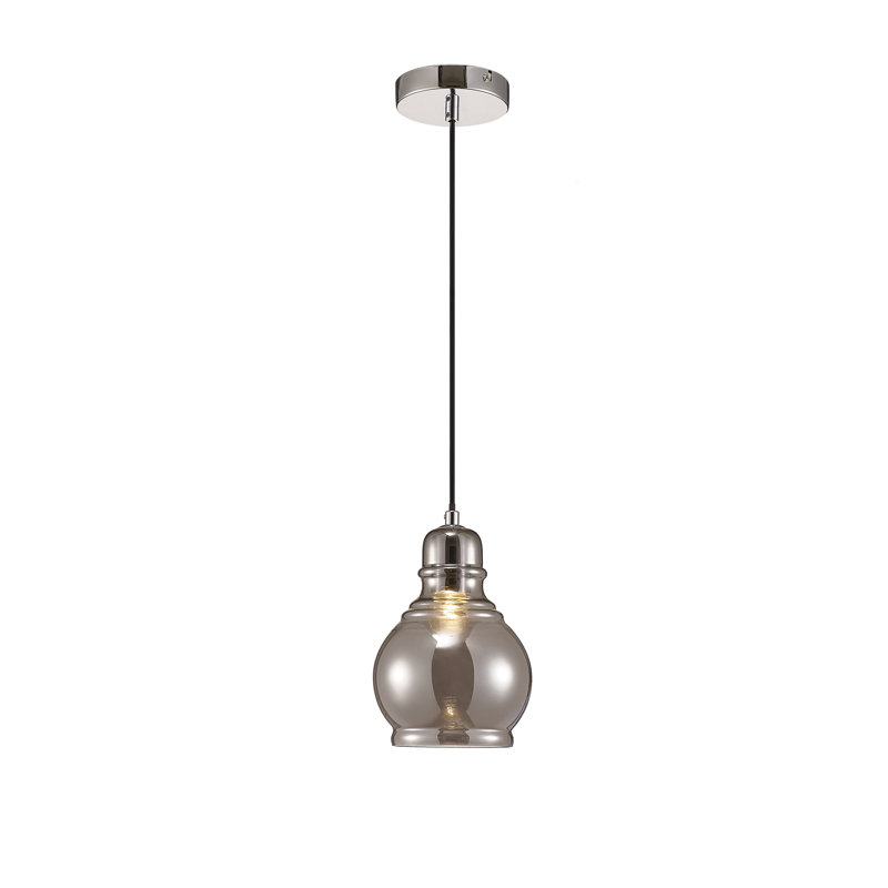 Jana 1 - Light Single Pendant, Polished Chrome/Black, Smoke, 128cm H x 16cm W x 16cm D